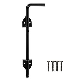 12" Cane Bolt Drop Rod Heavy Duty Gate Hardware Black Solid Steel Gate Ground Latch for Wood PVC Vinyl Metal Gates Fences Doors, Holding Gate to The Ground