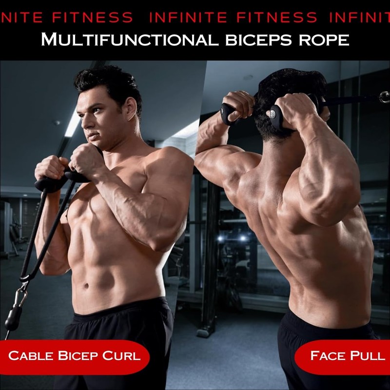 Infinite Fitness Ergonomic Tricep Bicep Rope Cable Attachment, Ticep Pull
