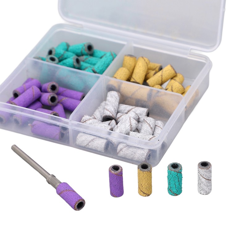 60pcs Nail Sanding Bands with Mandrel Bit Manicures Tool Professional