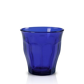 Duralex Made in France Picardie Glass Tumbler Drinking Glasses Set of 6, 10-3/8 oz Saphir/Sapphire Blue