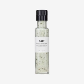 Nicolas Vahe Sea Salt with Parmesan and Basil, Ceramic Salt & Herb Mill, Danish Design with Gourmet Twist, 320 g