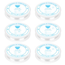 AUAUY 6 Rolls Elastic String for Bracelets, 0.4mm-1.0mm Clear Elastic Bead Threads, Bracelet Strings, Durable Bead String Cord for Clay Beads Kandi Beads DIY Bracelet Necklaces Jewelry Making