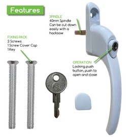 Genius® Q uPVC Universal Window Handle Inline Locking Espag Double Glazing 40mm (White)