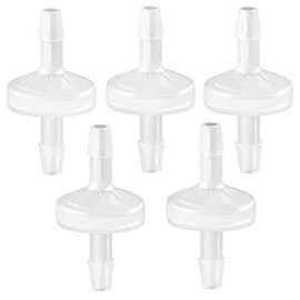 JoyTube 5 Packs Check Valve 1/8”(3MM) One-Way PVDF Plastic Hose Barb for Fuel Gas Liquid Air