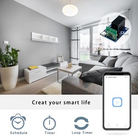 QIACHIP Smart Wifi Relais Modul Wlan Schalter,USB DC 5V Momentan Kippschalter Hausautomation Empfanger mit Fernbedienung use Ewelink APP fur die Zugangskontrolle,Kompatibel mit Alexa Google Home