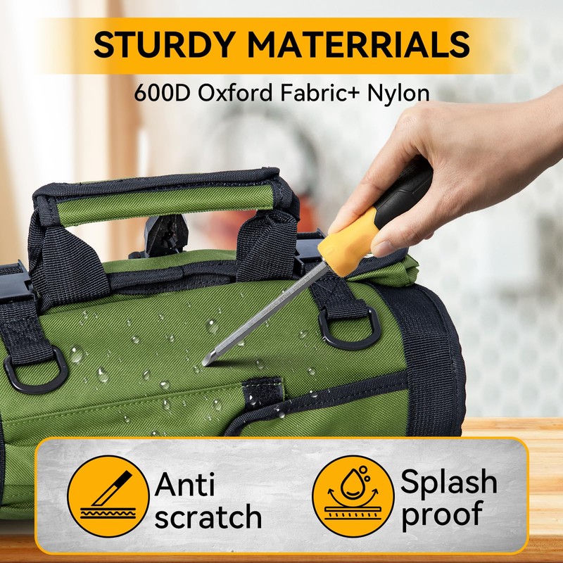 CLESOO Roll Up Tool Bag Organizer 10 Pockets Tool Roll