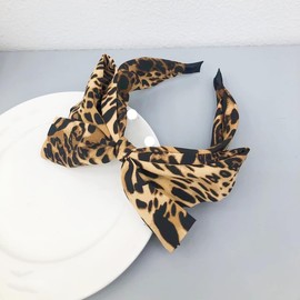 Large Hair Bows Headband for Women Leopard Bowknot Headbands Knotted Bow Hair Hoop Leopard Print Hairband Costume Cosplay Hair Accessories for Women Girls Bowknot Headpiece