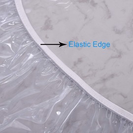 Clear Round Vinyl Fitted Tablecloth Waterproof Oilcloth Heavy Duty Elasticized Table Cover Elastic Edge Design Plastic Tablecloth Protector for Round Table