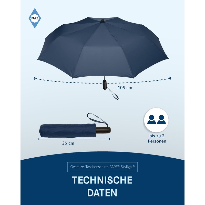 FARE Oversized Pocket Umbrella Skylight - Effective Umbrella with LED