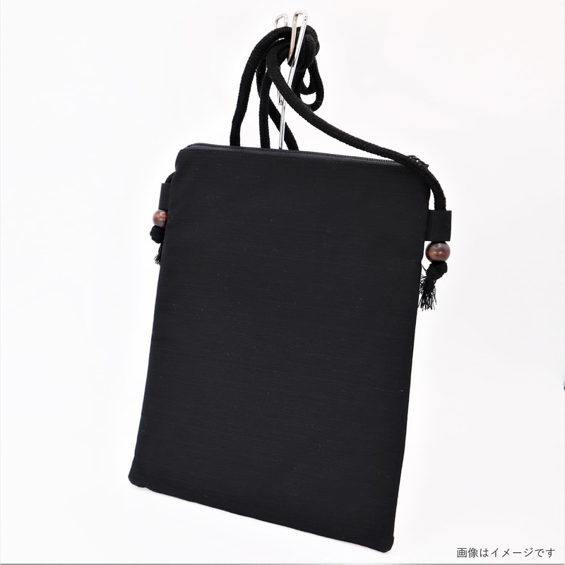 Whole Round Shoulder Bag Pochette Checkered Made in Japan Navy