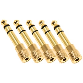 3.5mm to 1/4 Adapter Stereo, 5-Pack 1/4'' Male to 1/8'' Female Stereo Headphone Jack Plug Aux Cable Adapter RFAdapter for Amp, Receiver, Piano