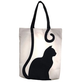 INGODI Summer Women Girls Ladies Beach Handbags Shoulder Bags Large Shopping Bags Travel Bags (Black Cat)