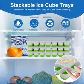 Ice Cube Tray 3 Pack Ice Cube Tray with Lid Stackable Ice Cube Trays for Freezer Easy-Release 42PCS Ice Tray Silicone Ice Cube Tray BPA Free and Odor Free Ice Cubes Maker for Drinks, Cocktail, Coffee