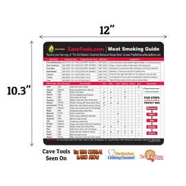 Cave Tools Meat Smoking Food Magnet Sheet with Wood Temperature Chart and Flavor Profile - Pitmaster BBQ Accessories for Smokers, Refrigerators and Metal Grills (Large)