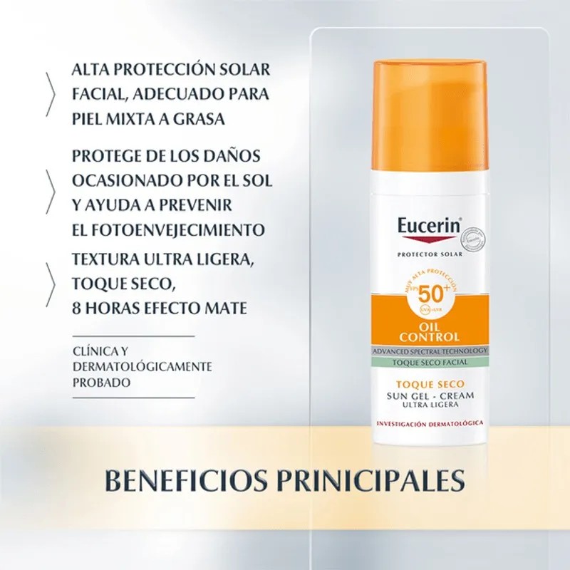 Protector Solar Eucerin Crema-gel Oil Control Toque Seco 50+