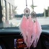 Car Rear View Mirror Hanging Pendant, Feather Dream Catcher Crystal
