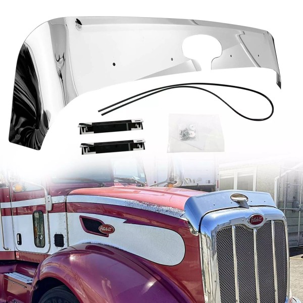 HDX_Motors Peterbilt 384/386 2006+ Stainless Steel Hood Shield Bug Deflector