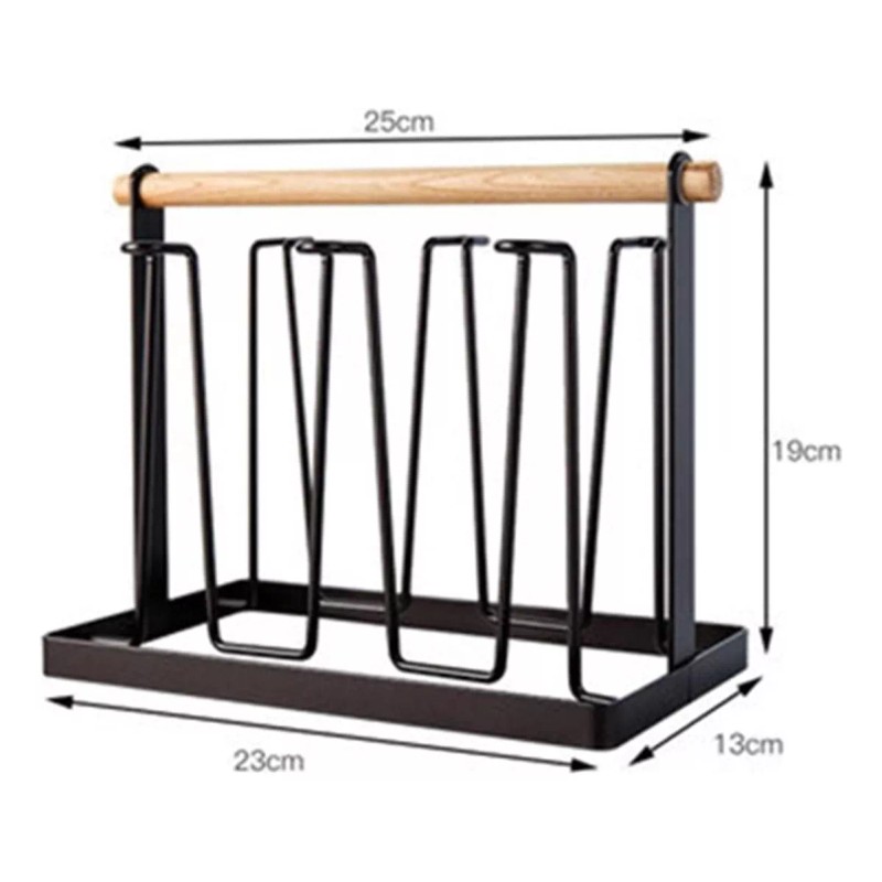 ComLeo Portavasos De Acero Con Asa De Madera Base Metálica