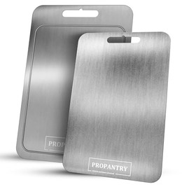 Titanium Cutting Board 2Pcs – Pure 100% Titanium Cutting Boards for Kitchen, Durable Titanium Chopping Board, Cutting Boards, Stainless Steel Cutting Board - Non-Slip Edges, Metal Board