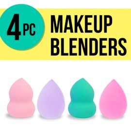 Forever 21 Beauty Blenders - 4pc Makeup Sponge Set, Teardrop & Pear-Shaped Makeup Blending Sponges For Foundation, Blush, Concealer, Eyeshadow, Contour & Highlighter (BRIGHTS)
