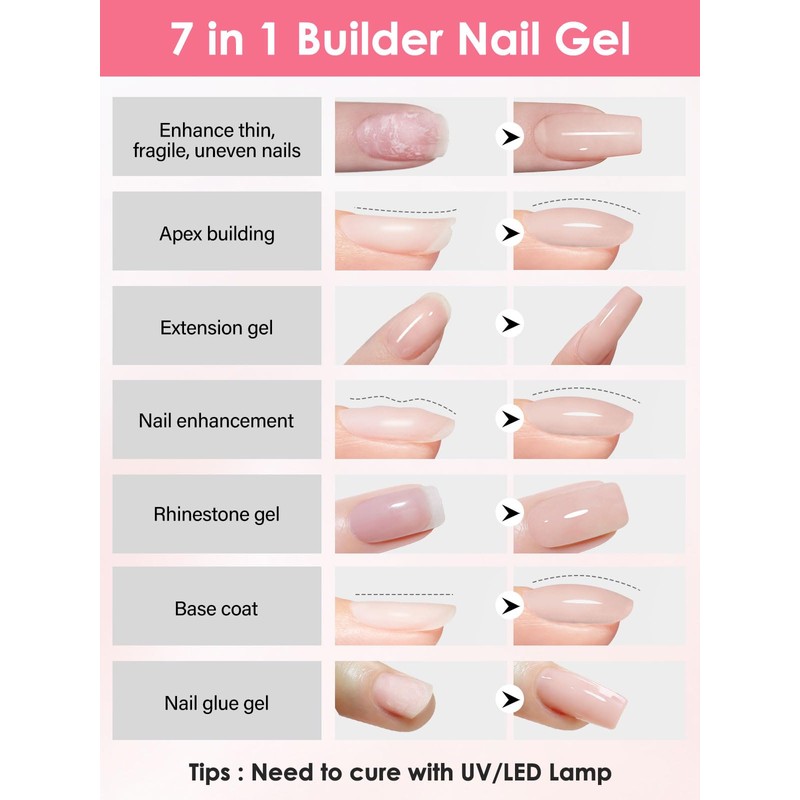 Builder Gel for Nails, 3.53oz Nude Nail UV Gel Strengthener