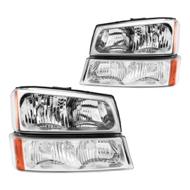 AUTOSITY Headlight Assembly Set Pair for 2003-2006 Chevy Silverado 1500 2500 3500 Headlight Assembly