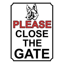 Shawprint Limited PLEASE CLOSE THE GATE GERMAN SHEPHERD DOG THEME METAL SIGN 200MM X 150MM (375H1)
