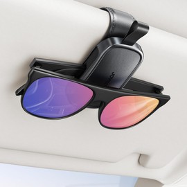 JOYROOM Glasses Holder for Car Sun Visor, 2025 Upgrade Magnetic Sunglasses Holder Car, Universal Leather Glasses Holder Car, Glasses Holder Compatible with All Glasses (Black)