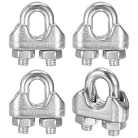 M METERXITY 4-Pack Cable Clamps, M3 Stainless Steel 3mm Wire Rope Clip Thimble U Bolt Saddle Fastener for Diameter Cable Rigging/Sailing/Clothesline, Wire Clamps