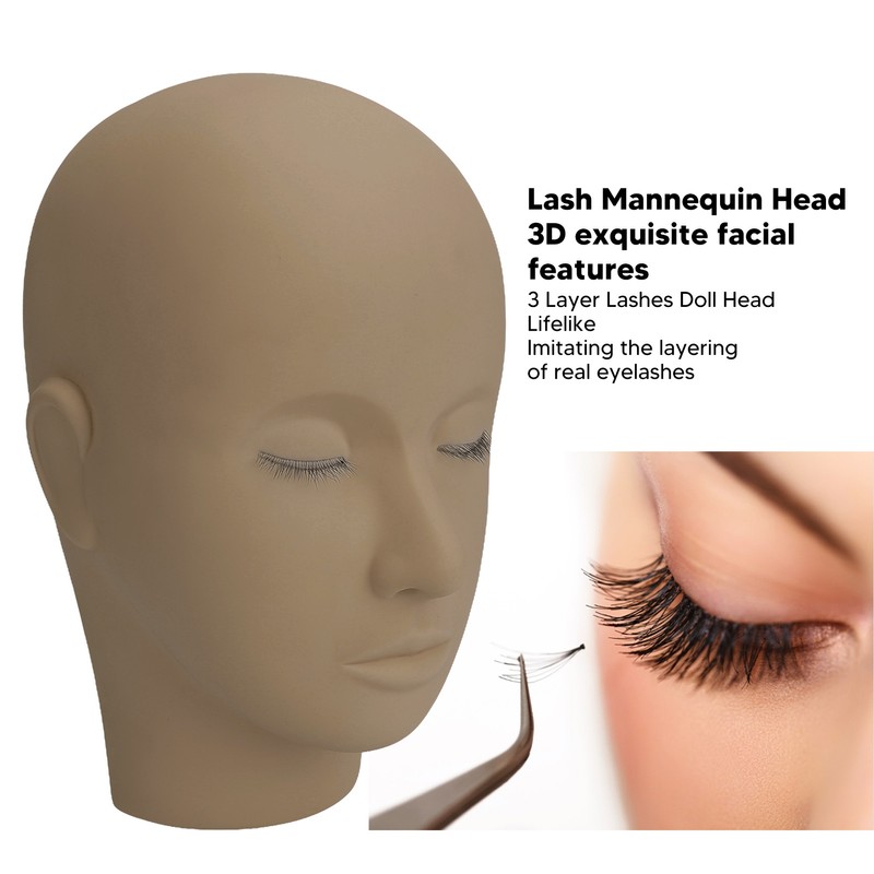 Eyelash Extension Mannequin Head 3 Layer Lashes Makeup Beauty Silicone