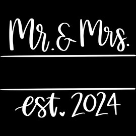 Decal Stickers of Mr. and Mrs. Est.2024 (White) (Set of 2) Premium Waterproof Vinyl Decal Stickers for Laptop Phone Accessory Helmet Car Window Mug Tuber Cup Door Wall - ANDsticg92275WH