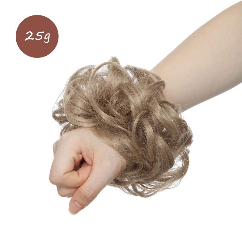 Silk-co Fake Hair Bun Scrunchy Scrunchie Messy Bun Chignons Wavy