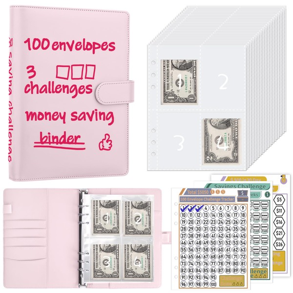 HAUTOCO 100 Envelope Challenge Binder to Save 5,050, Savings Binder,
