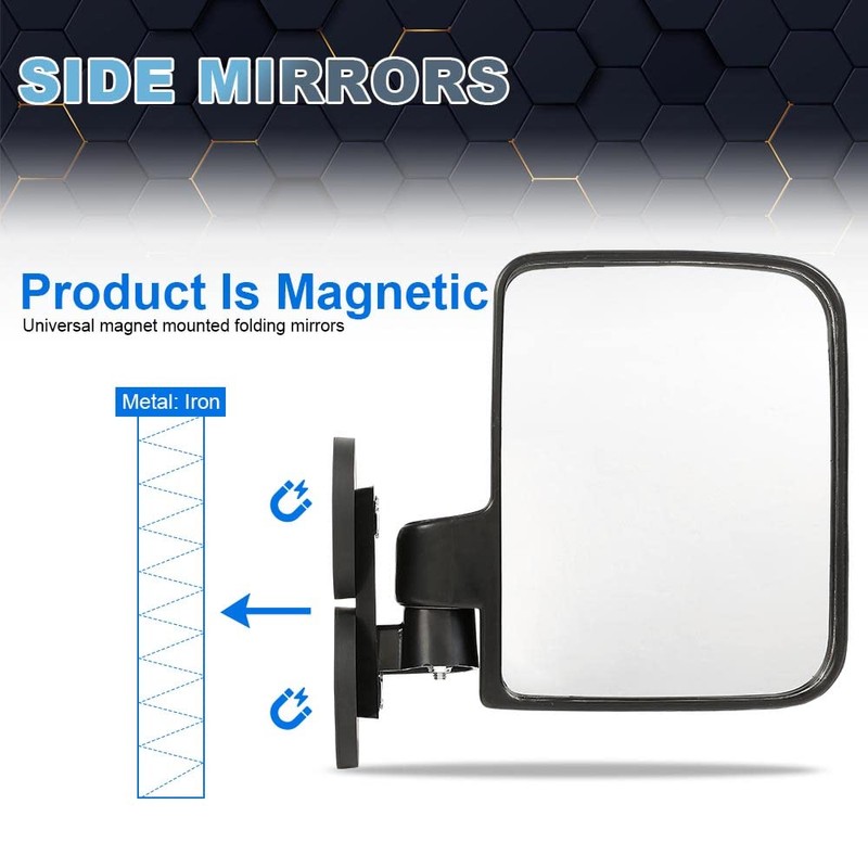 PIT66 Tractor Magnetic Side Mirrors,114LB 2.7” Universal Side Mirrors Compatible