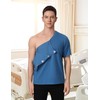 Magnetic Buttons Post Shoulder Surgery Recovery Shirt for Men V-Neck