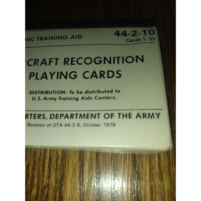 AIRCRAFT RECOGNITION PLAYING CARDS ARMY 1979 NOS BRAND NEW 44-2-10