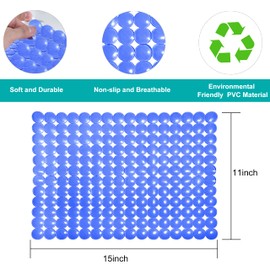 Coopay 2 Pack Kitchen Sink Mat Plastic Sink Protect Mat PVC Eco-friendly Kitchen Adjustable Stainless steel/Porcelain Dish Drying Pad Sink Protector for Bottom of Kitchen Sink, 15 x 11 Inches (Blue)