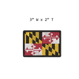 Maryland State Flag Patch 3" x 2" Fully Embroidered Iron-on/Sew-on Decorative Embroidery Applique Clothing Vest Jacket Bag Premium Stitching Souvenir Badge ANNAPOLIS BANNER Emblem MD