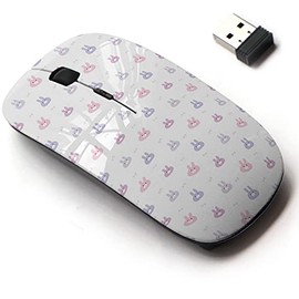 2.4G Wireless Mouse with Cute Pattern Design for All Laptops and Desktops with Nano Receiver - Cartoon Bunny face