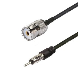 RedYutou UHF Female to DIN AM/FM Male Adapter RG174 Coax Cable 20 inches Pigtail Jumper Antenna Extention