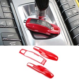 Jaronx 3PCS Remote Key Covers for Boxster Turbo Cayenne Panamera Macan Cayman 911 ,Glossy Red Key Fob Shell Cover Painted Keyless Entry Skin Protectors