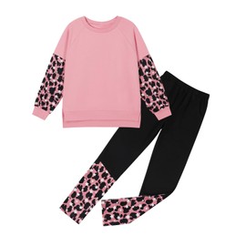 Naiyafly Girls Clothes Set Kids Tracksuit Long Sleeve Print Sweatshirt and Sweatpants Legging Loungewear Activewear Fall Winter 2 Piece Outfit for Teen Girls 6-13 Years