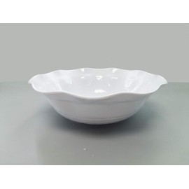 lok-osemile Ruffle in Round BPA-Free Melamine Round Salad, Mixing Bowl, 12.5-Inches, White