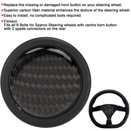 Horn Button Steering Wheel, Carbon Fibre Horn Button Carbon Fibre Horn Push Button Kit Steering Wheel Knob Carbon Fibre Horn Button for 6 Screws for Sparco Steering Wheel Car Modified Parts