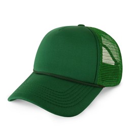 Classic Foam Trucker Hat Summer Mesh Rope Cap Solid Two Toned Blank Hat for Mens Womens Adjustable Strap Light Weight (Hunter Green)