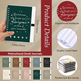 Chuangdi 10 Sets Christmas Employee Appreciation Thank You Gifts Inspirational Spiral Notebook Journal with Sticky Note Notepad Motivational Bamboo Pen Bulk for Team Teacher Coworker (Morandi)