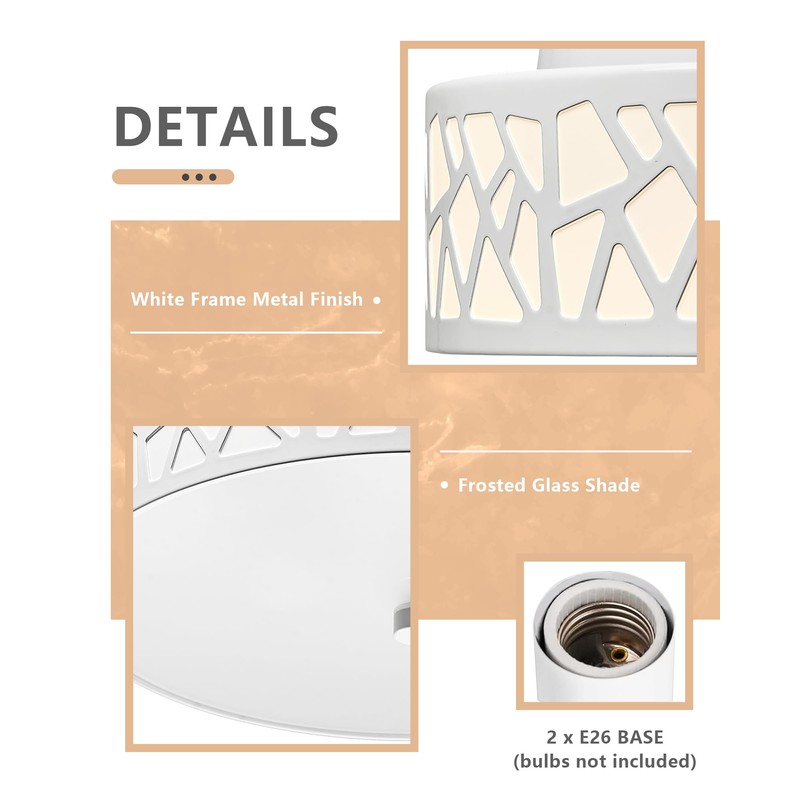 VICNIE 2-Light Flush Mount Ceiling Light, 12 inch Modern Ceiling