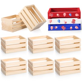 Roowest Decorative Wood Crates Nesting Storage Container,5" Farmhouse Decorative DIY Wooden Storage Boxes, Rustic Wooden Crates for Storage, Display(6 Pcs)