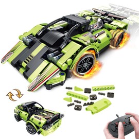 GAMZOO STEM Building Toys for Kids with 2-in-1 Remote Control Racer Snap Together Engineering Kits Early Learning Racecar Building Blocks - Best Gift for 6 7 8 9＋Year Old Boys and Girls