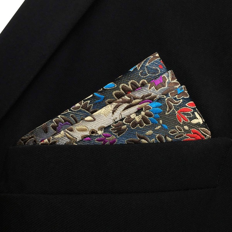 shlax&wing Men s Pocket Square Floral Wedding, L, Multicoloured